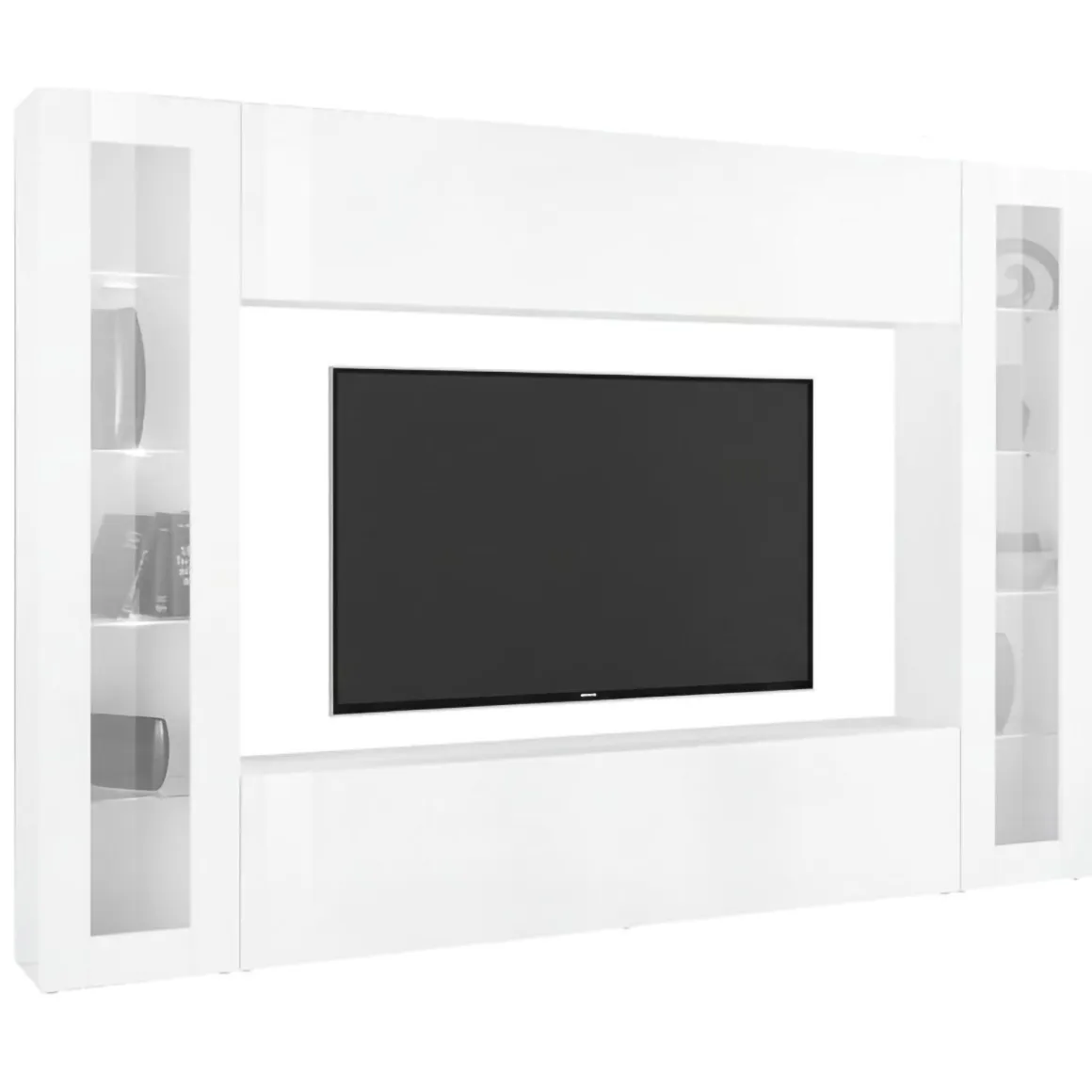 Parete Attrezzata Bianco 8 Ripiani Modulabile 260x30x180h cm, 12 Vani - Bellizzi