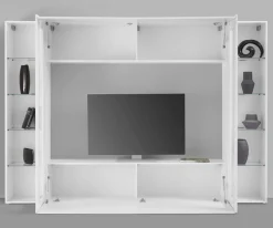 Parete Attrezzata Bianco 8 Ripiani Modulabile 260x30x180h cm, 12 Vani - Bellizzi