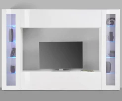 Parete Attrezzata Bianco 8 Ripiani Modulabile 260x30x180h cm, 12 Vani - Bellizzi