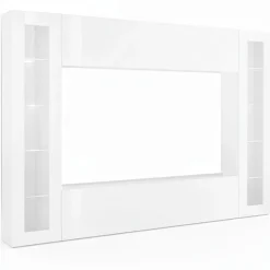 Parete Attrezzata Bianco 8 Ripiani Modulabile 260x30x180h cm, 12 Vani - Bellizzi