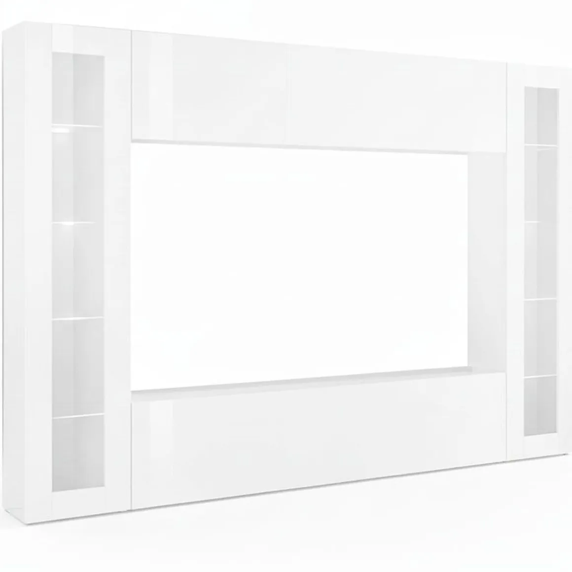 Parete Attrezzata Bianco 8 Ripiani Modulabile 260x30x180h cm, 12 Vani - Bellizzi