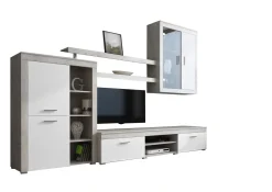 Parete Attrezzata Grigio Cemento Bianco 11 Ripiani Modulabile, 18 Vani - Casies