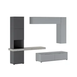 Pareti Attrezzate > Dmora Parete Attrezzata Grigio Nero Antracite Modulabile 2 Cassetti, 9 Ripiani - Riccia Nero, Grigio Antracite