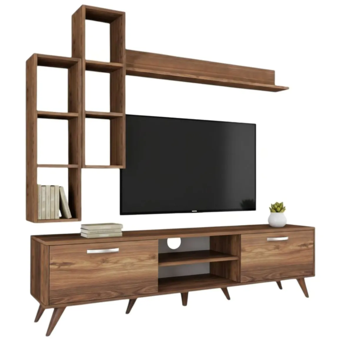 Parete attrezzata in legno 180cm noce - Gunding