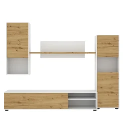 Parete attrezzata in legno 220cm rovere e bianca - Artex