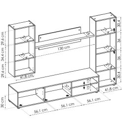 Parete attrezzata in legno 220cm rovere e bianca - Artex