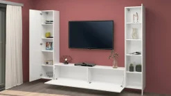 Parete attrezzata in legno 260cm bianca lucida - Natasha