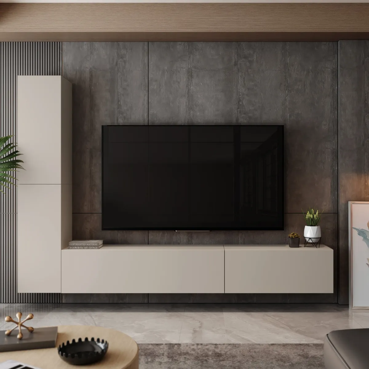 Pareti Attrezzate > Dmora Parete Attrezzata in Legno Nobilitato Beige Beige Cashmere