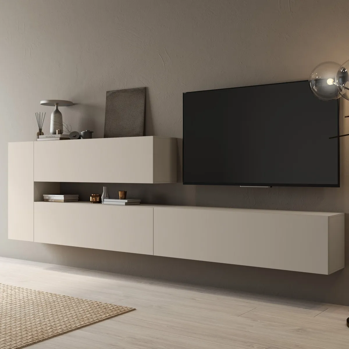 Pareti Attrezzate > Dmora Parete Attrezzata in Legno Nobilitato Beige Beige Cashmere