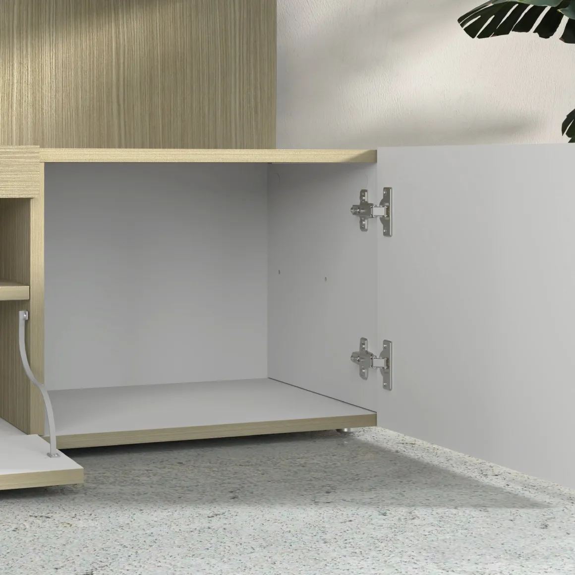 Parete Attrezzata Marrone Acero Beige Cashmere 8 Ripiani 5 Ante 245x40x191.2h cm, Apertura Battente - Galatina