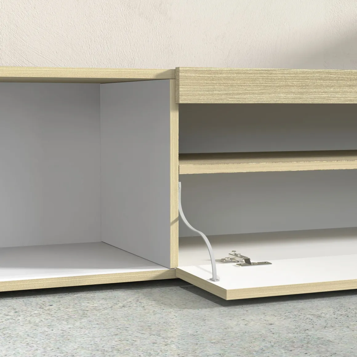 Parete Attrezzata Marrone Acero Beige Cashmere 8 Ripiani 5 Ante 245x40x191.2h cm, Apertura Battente - Galatina