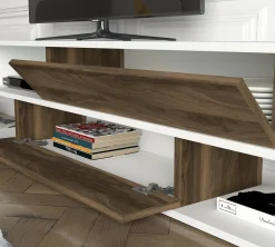 Parete Attrezzata Marrone Noce Bianco Modulabile 4 Ripiani, 2 Ante - Vernole