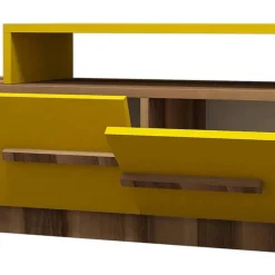 Parete Attrezzata Marrone Noce Giallo 6 Ripiani Modulabile, Apertura Battente, a Ribalta - Ossimo