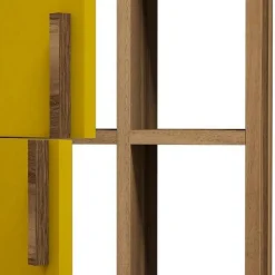Parete Attrezzata Marrone Noce Giallo 6 Ripiani Modulabile, Apertura Battente, a Ribalta - Ossimo