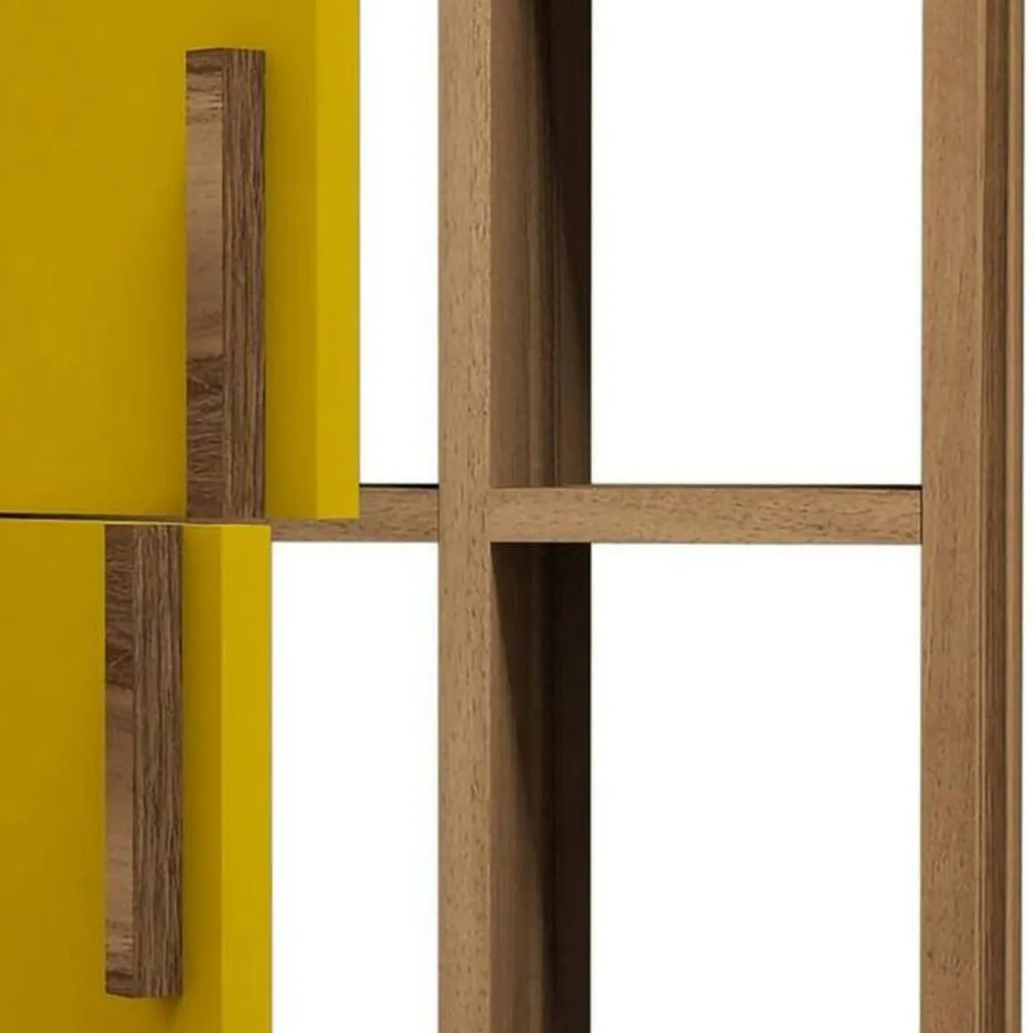 Parete Attrezzata Marrone Noce Giallo 6 Ripiani Modulabile, Apertura Battente, a Ribalta - Ossimo