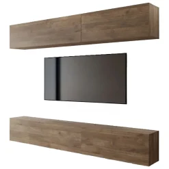 Parete Attrezzata Marrone Noce Modulabile 4 Ripiani, 4 Ante - Suisio