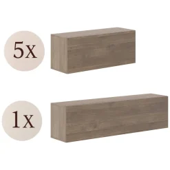 Parete Attrezzata Marrone Noce Modulabile 6 Ripiani, 6 Ante - Habaleva