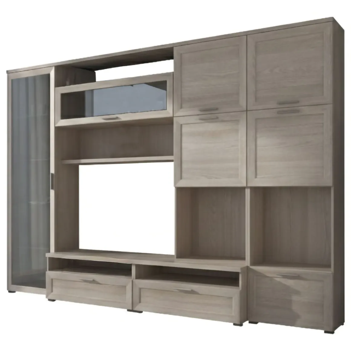 Pareti Attrezzate > Dmora Parete Attrezzata Marrone Olmo Bianco Lucido 5 Ripiani Modulabile, 24 Vani - Faggian Bianco Lucido, Marrone Olmo