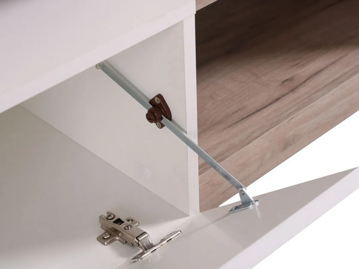 Pareti Attrezzate > Dmora Parete Attrezzata Marrone Rovere Grigio Bianco 7 Ripiani 10 Vani 170.5x41.5x170.5h cm, Un'anta - Moggio Bianco, Marrone Rovere Grigio