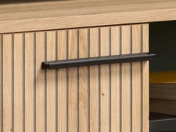 Parete Attrezzata Marrone Rovere Nodi Nero 8 Ripiani 9 Vani 207.5x33x157.5h cm, 2 Ante - Rovato