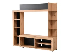 Parete Attrezzata Marrone Rovere Nodi Nero 9 Ripiani 7 Vani 172.5x33x157.5h cm, Un'anta - Bubbiano