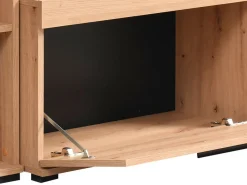 Parete Attrezzata Marrone Rovere Nodi Nero 9 Ripiani 7 Vani 172.5x33x157.5h cm, Un'anta - Bubbiano