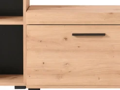 Parete Attrezzata Marrone Rovere Nodi Nero 9 Ripiani 7 Vani 172.5x33x157.5h cm, Un'anta - Bubbiano