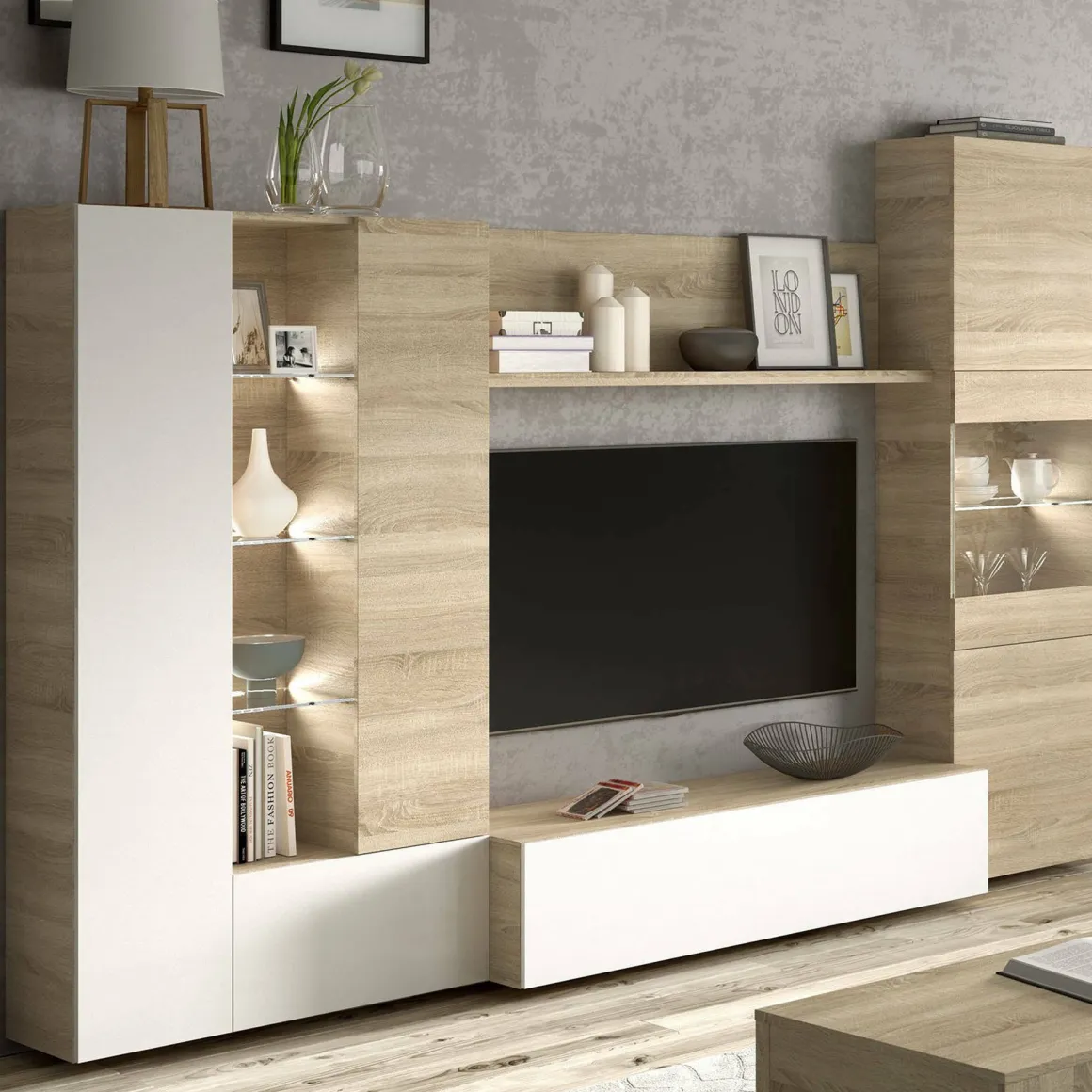 Salotto|Pareti Attrezzate > Dmora Parete attrezzata moderna 290cm bianca lucida - Arga Bianco Lucido