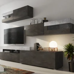 Pareti Attrezzate > Dmora Parete Attrezzata Moderna e Versatile Grigio Cemento, Nero Antracite