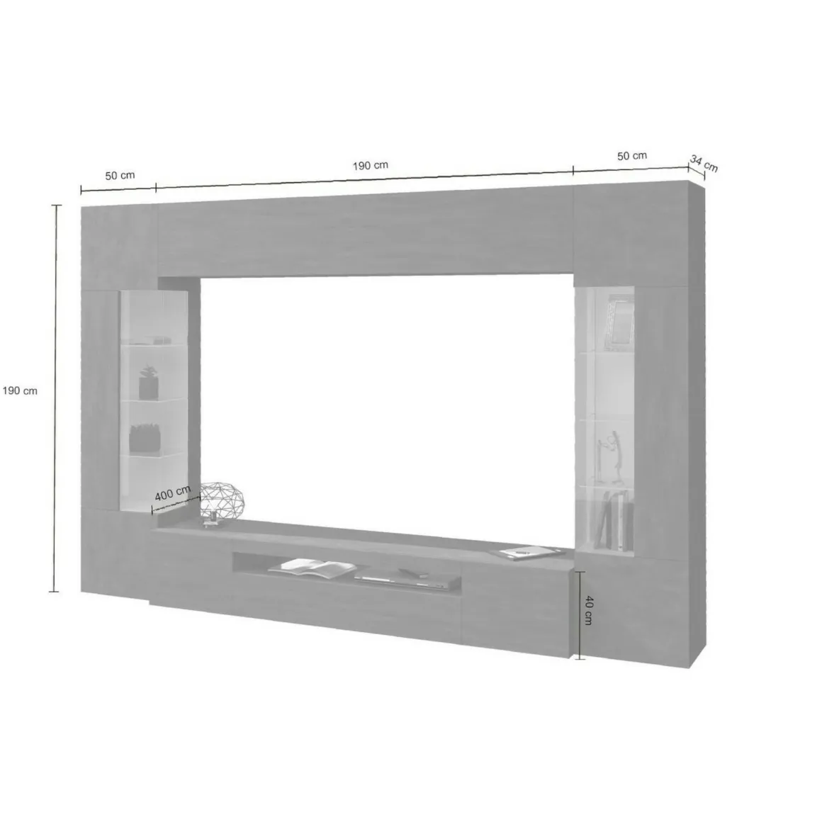 Parete attrezzata modulabile 290cm antracite - Arga