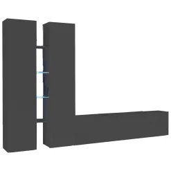 Parete Attrezzata Nero Antracite 12 Ripiani Modulabile 280x30x180h cm, 12 Vani - Grado