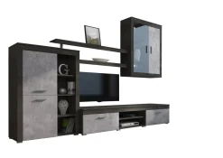 Pareti Attrezzate > Dmora Parete Attrezzata Nero Antracite Grigio 9 Ripiani 2 Cassetti, Modulabile - Dubino Grigio, Nero Antracite