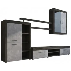 Pareti Attrezzate > Dmora Parete Attrezzata Nero Antracite Grigio 9 Ripiani 2 Cassetti, Modulabile - Dubino Grigio, Nero Antracite