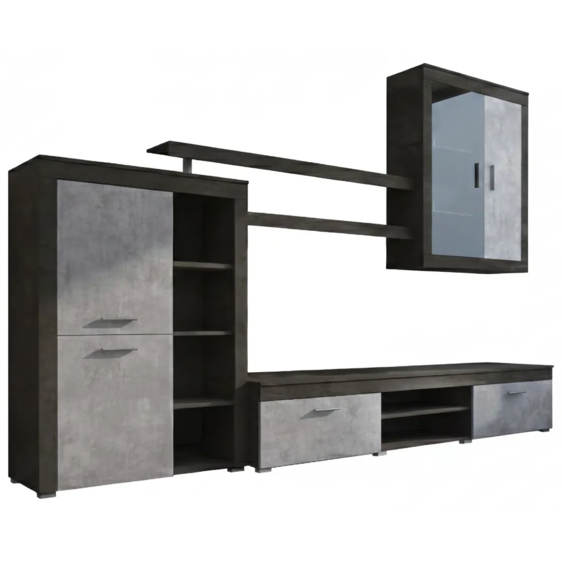 Pareti Attrezzate > Dmora Parete Attrezzata Nero Antracite Grigio 9 Ripiani 2 Cassetti, Modulabile - Dubino Grigio, Nero Antracite