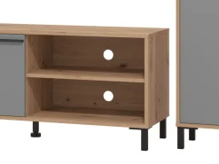 Parete Attrezzata Nero Antracite Marrone Rovere Nodi Modulabile 12 Ripiani 279x38x192.5h cm, 17 Vani - Civitate