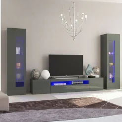Parete attrezzata 10 ripiani 290cm antracite lucida - Aslhey