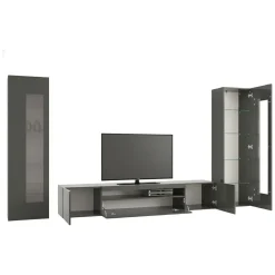 Parete attrezzata 10 ripiani 290cm antracite lucida - Aslhey