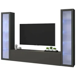 Parete attrezzata 9 ripiani 260cm antracite - Leda