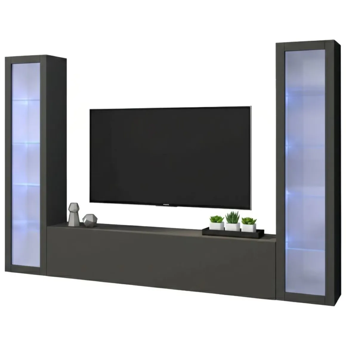 Parete attrezzata 9 ripiani 260cm antracite - Leda