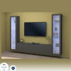 Parete attrezzata 9 ripiani 260cm antracite - Leda