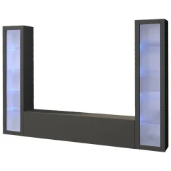Parete attrezzata 9 ripiani 260cm antracite - Leda