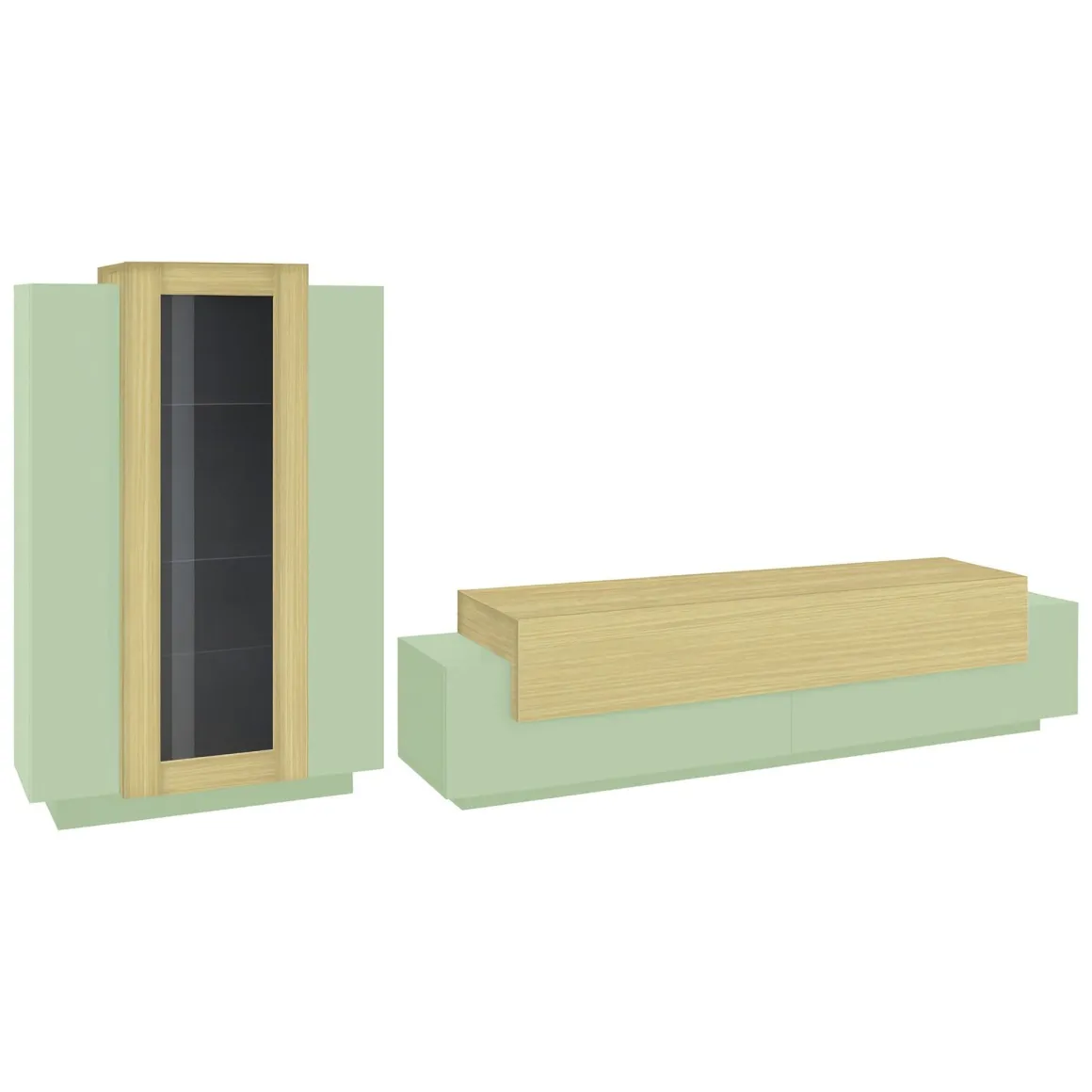 Parete Attrezzata Verde Modulabile 10 Ripiani 280x45x120.5h cm, Apertura a Ribalta, Battente - Lazzate