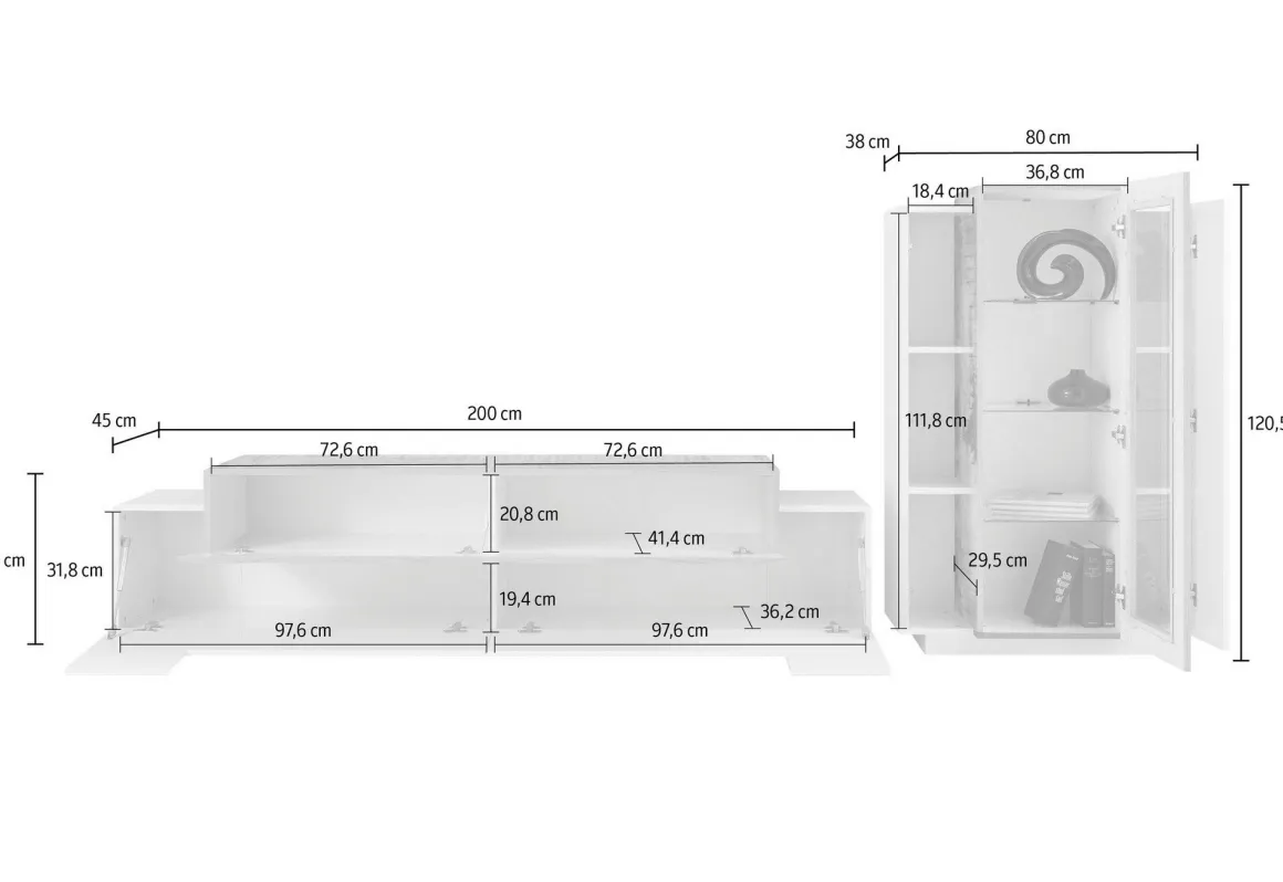 Parete Attrezzata Verde Modulabile 10 Ripiani 280x45x120.5h cm, Apertura a Ribalta, Battente - Lazzate