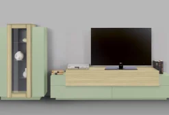 Parete Attrezzata Verde Modulabile 10 Ripiani 280x45x120.5h cm, Apertura a Ribalta, Battente - Lazzate