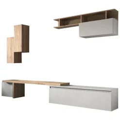 Parete salotto 4 ante 290cm rovere e grigia chiaro - Chris