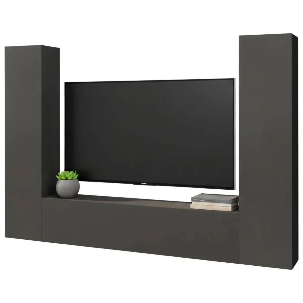 Salotto|Pareti Attrezzate > Dmora Parete salotto in legno 260cm antracite - Natasha Nero Antracite