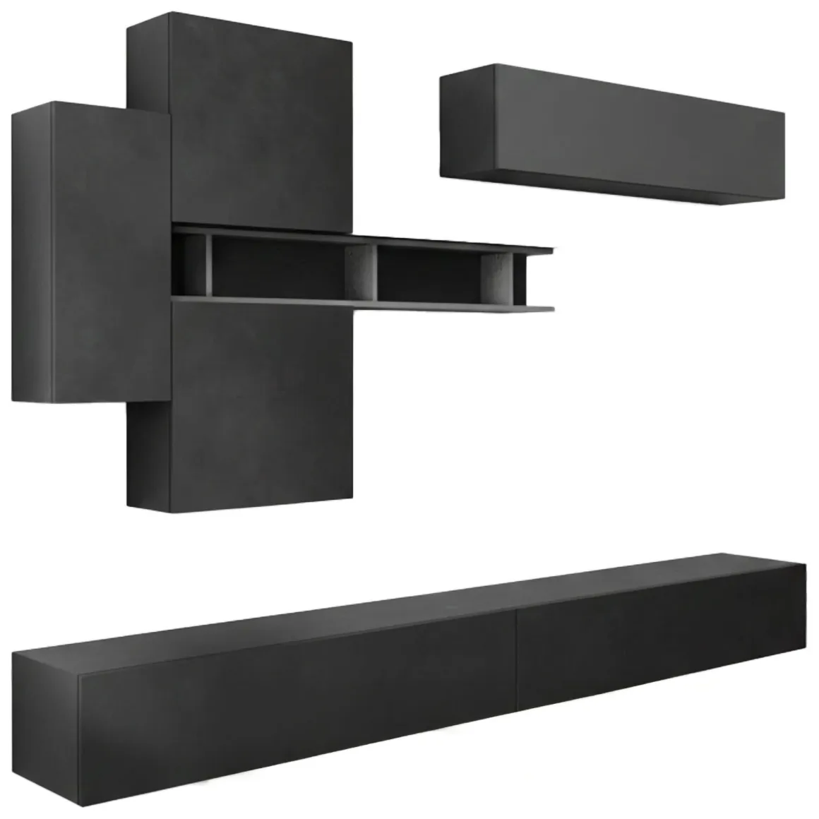 Pareti Attrezzate > Dmora Parete salotto in legno e metallo 276cm bianca lucida e rovere - Barumini Marrone Rovere, Bianco Lucido