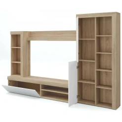 Parete salotto moderna 240cm bianca e rovere - Neera