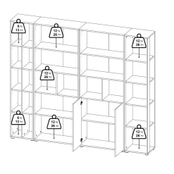 Parete salotto multifunzione 240cm rovere e grigia - Litvjak
