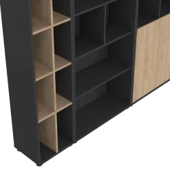Parete salotto multifunzione 240cm rovere e grigia - Litvjak